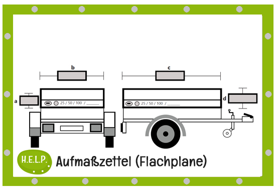 Aufmasszettel Flachplane